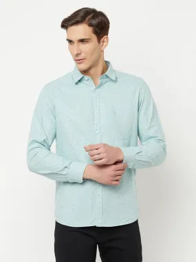 Men's Light Green Casual Ditsy Print Full Sleeve Shirt