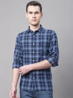 Men's Navy Blue Casual Big Checks Full Sleeve Shirt