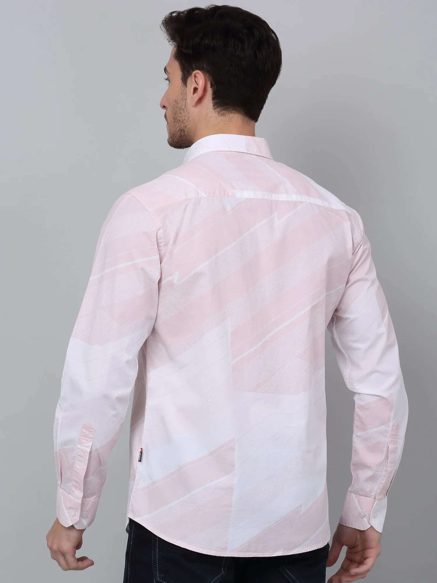 Men's Pink Casual Abstract Print Full Sleeve Shirt