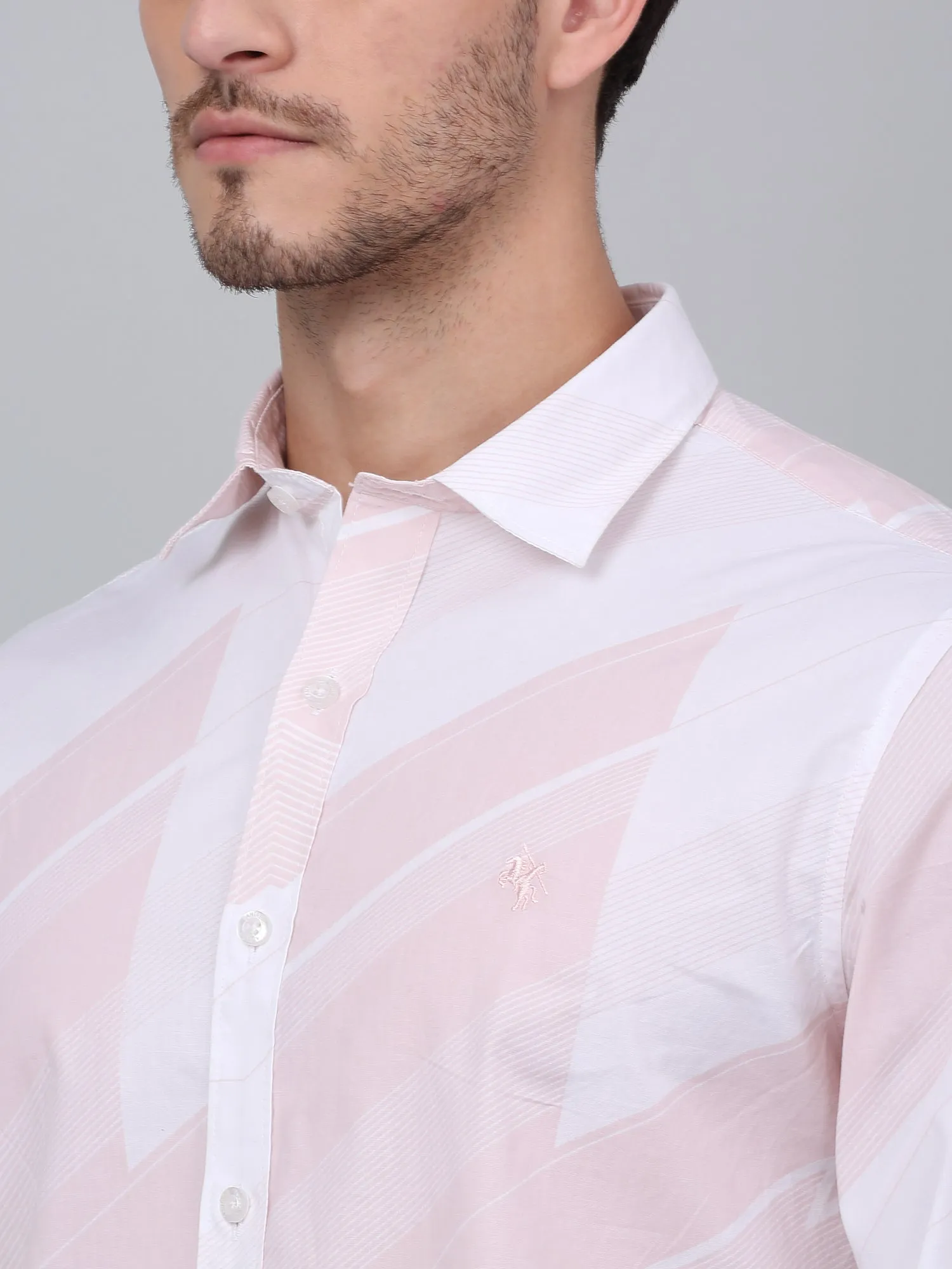 Men's Pink Casual Abstract Print Full Sleeve Shirt