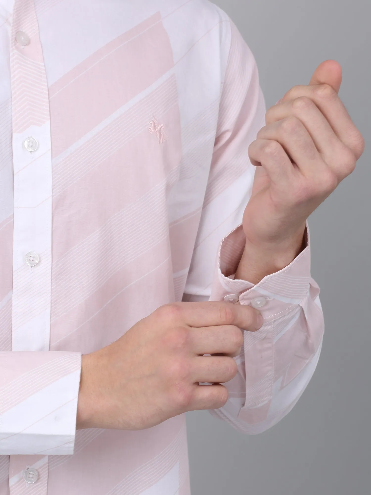 Men's Pink Casual Abstract Print Full Sleeve Shirt