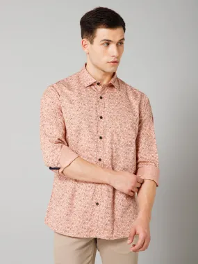 Men's Pink Casual Floral Print Full Sleeve Shirt