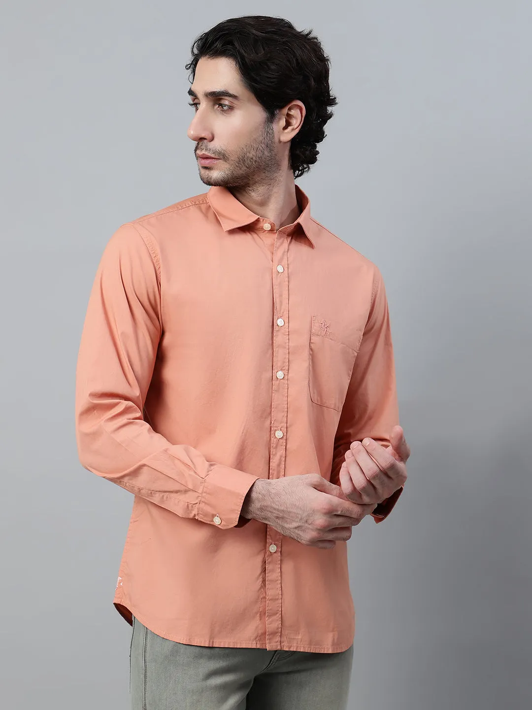 Men's Rust  Casual Plain Full Sleeve Shirt