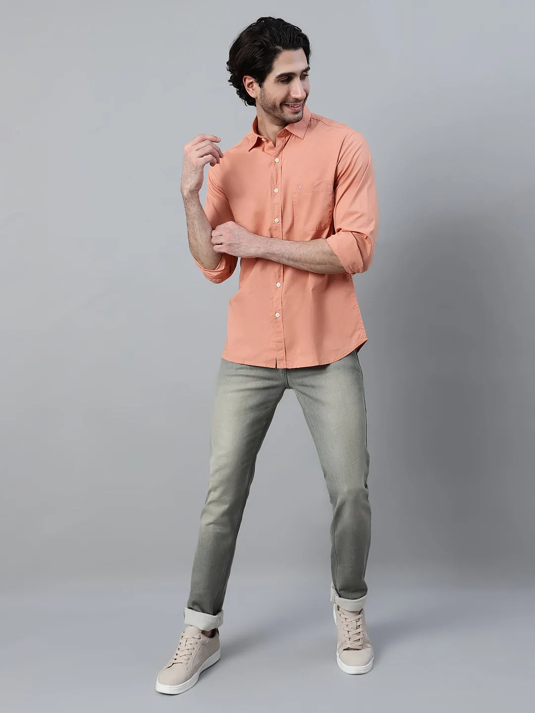 Men's Rust  Casual Plain Full Sleeve Shirt