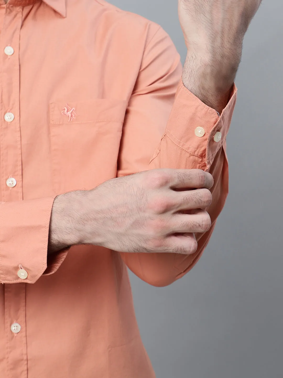 Men's Rust  Casual Plain Full Sleeve Shirt