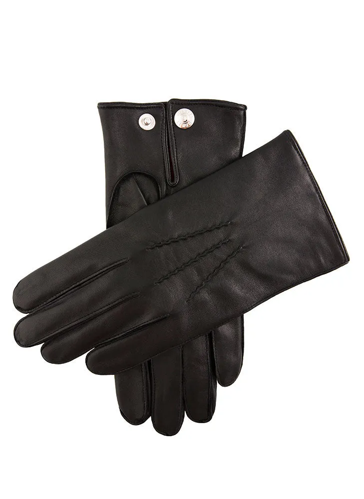 Men's Three-Point Red Cashmere-Lined Leather Gloves