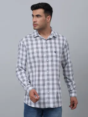 Men's White Casual Medium Checks Full Sleeve Shirt