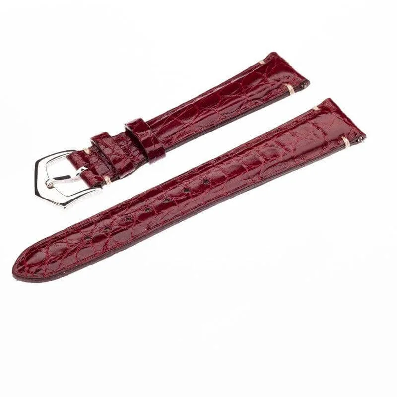 Millenium Burgundy Alligator Minimal Stitches Watch Strap