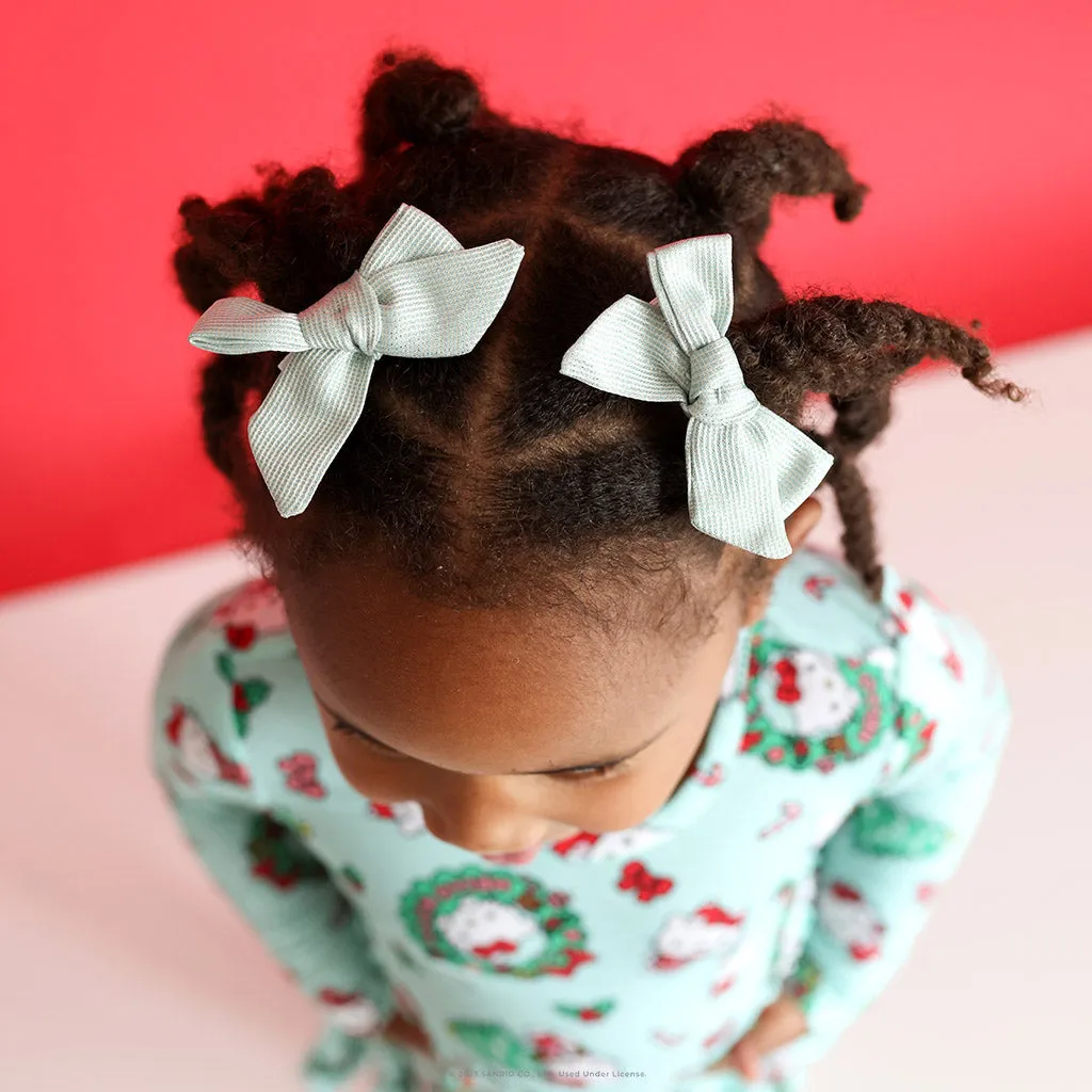 Mint Sparkle Mini Bow Hair Clips