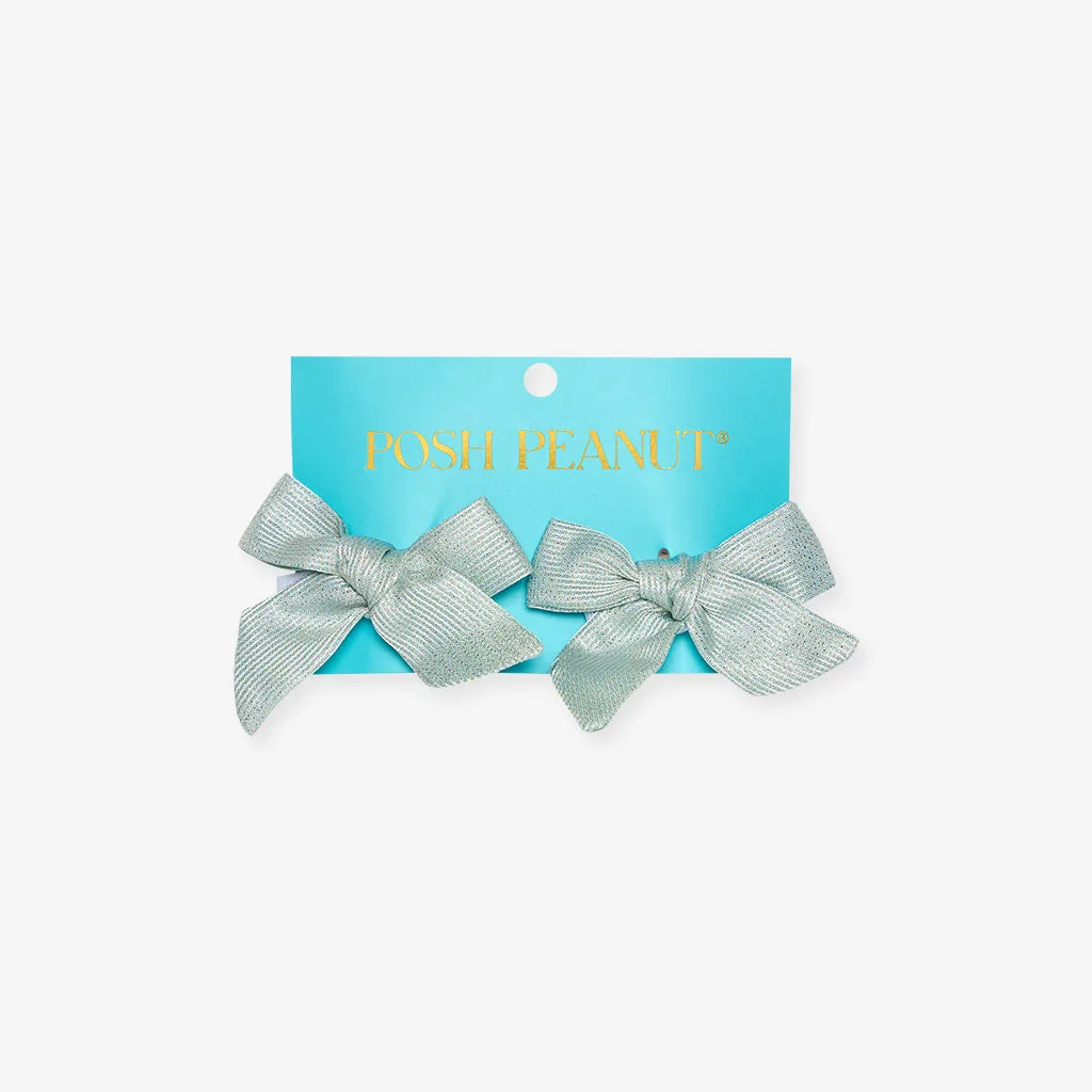 Mint Sparkle Mini Bow Hair Clips