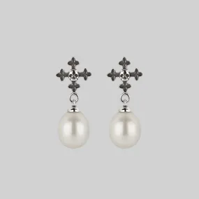 OPHELIA. Medieval Cross Stud Earrings - Silver