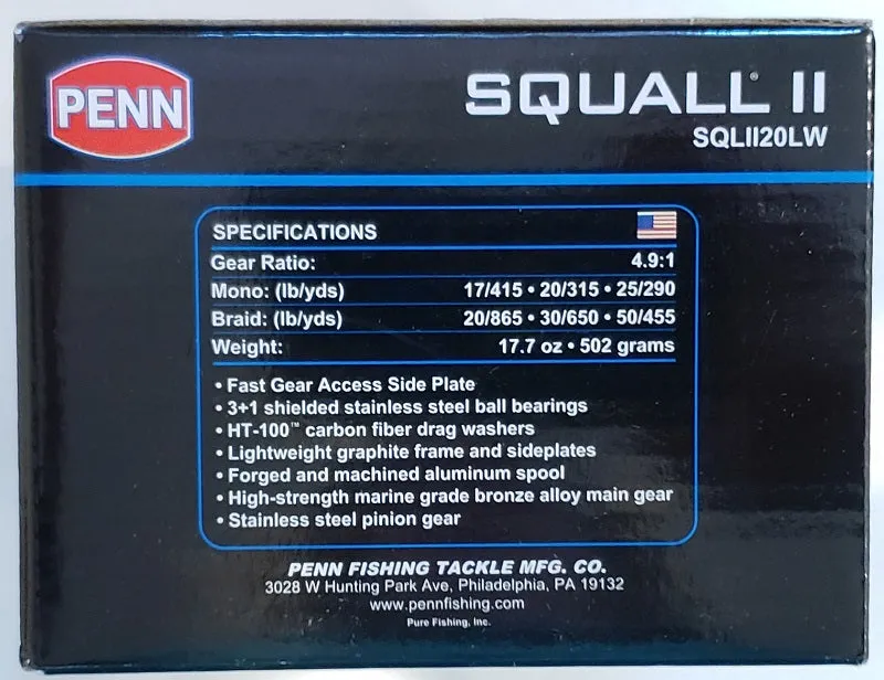 Penn Squall II Level Wind Conventional Reel SQLII20LW