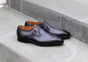 "Eric" Burnished Calfskin Monkstrap Shoe Grey