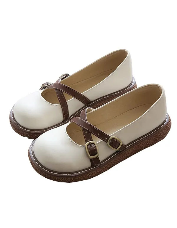 Round Head Cross Strap Comfy Shoes