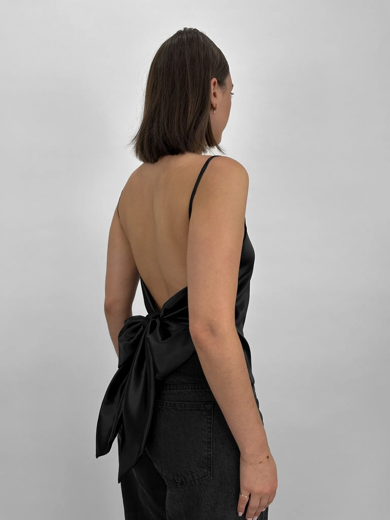 Satin Open Tie Back Bow Tank