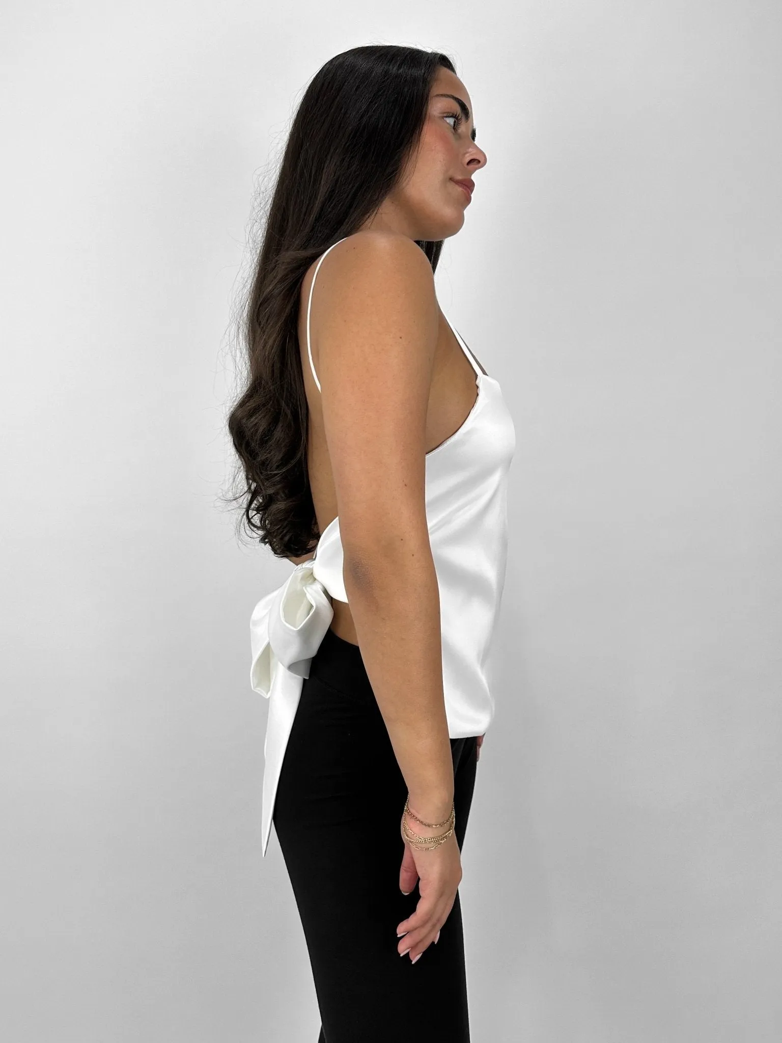 Satin Open Tie Back Bow Tank