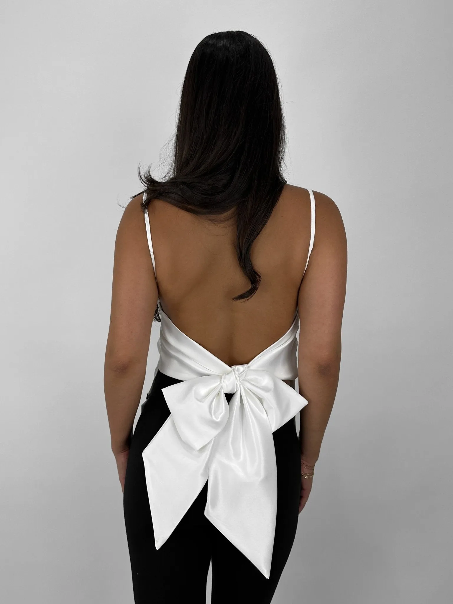 Satin Open Tie Back Bow Tank