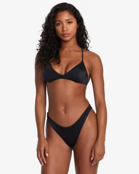 Solid Triangle Crossback Bikini Top - Black