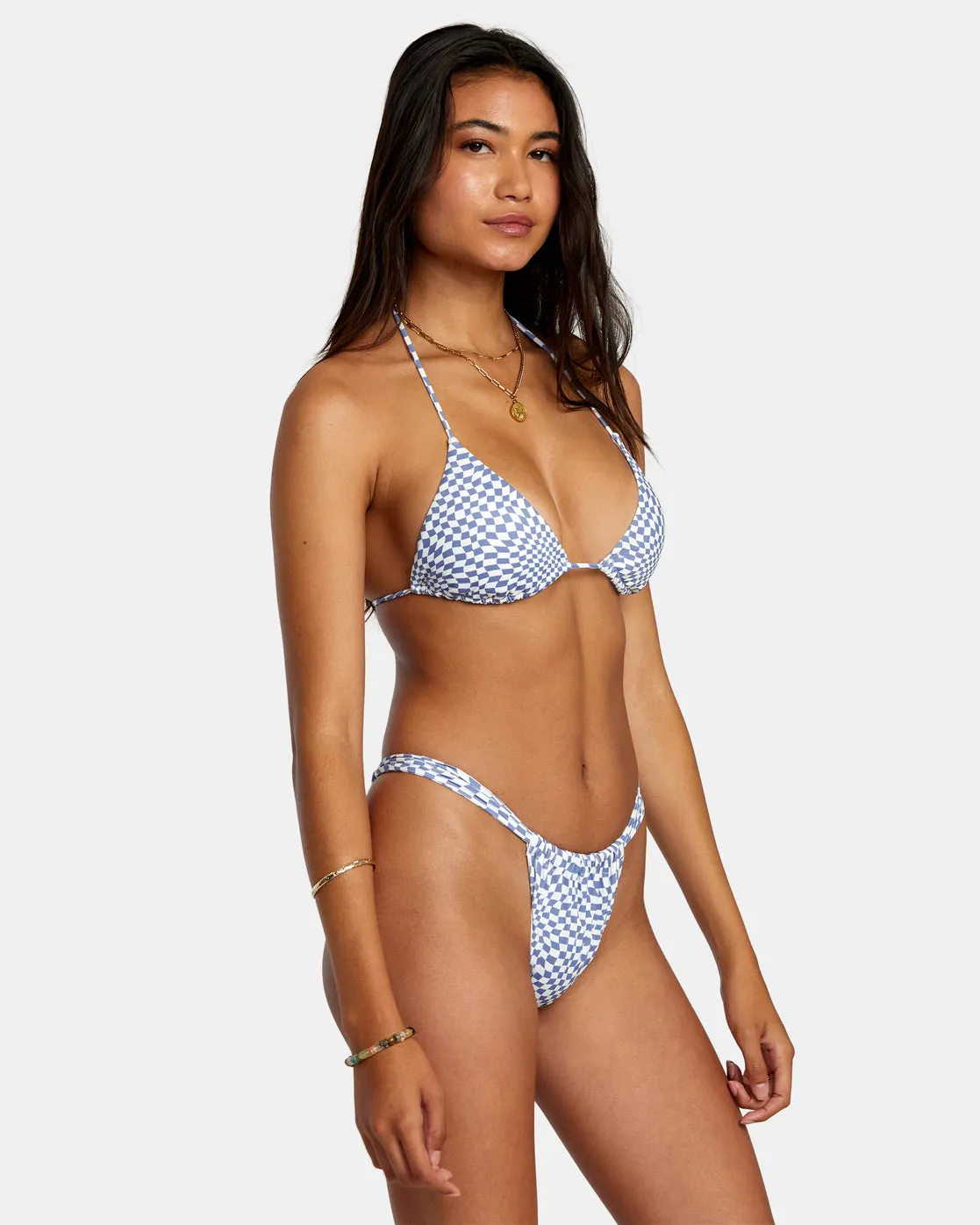 Swerve Check Triangle Bikini Top - Coast