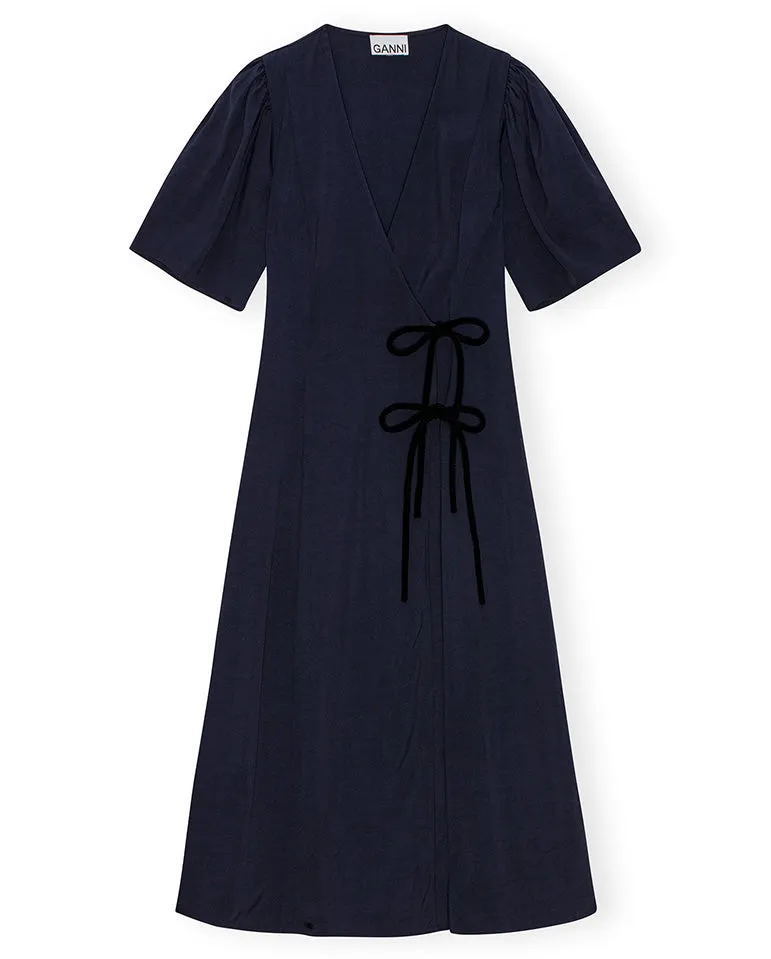 Viscose Twill Wrap dress Sky Captain