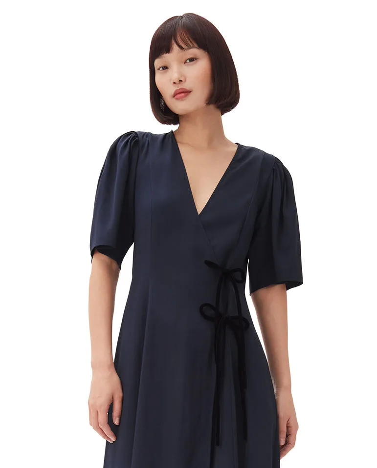 Viscose Twill Wrap dress Sky Captain