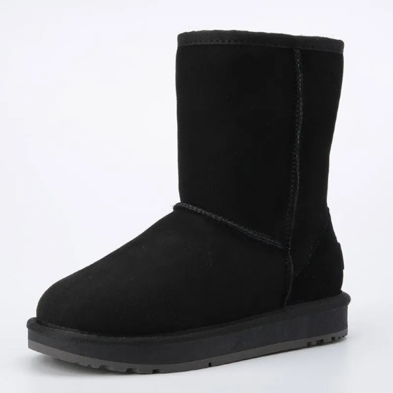 Winter Wool Fur Leather Snow Boots