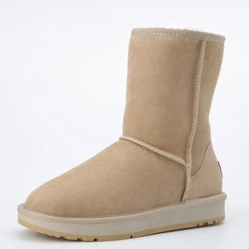 Winter Wool Fur Leather Snow Boots