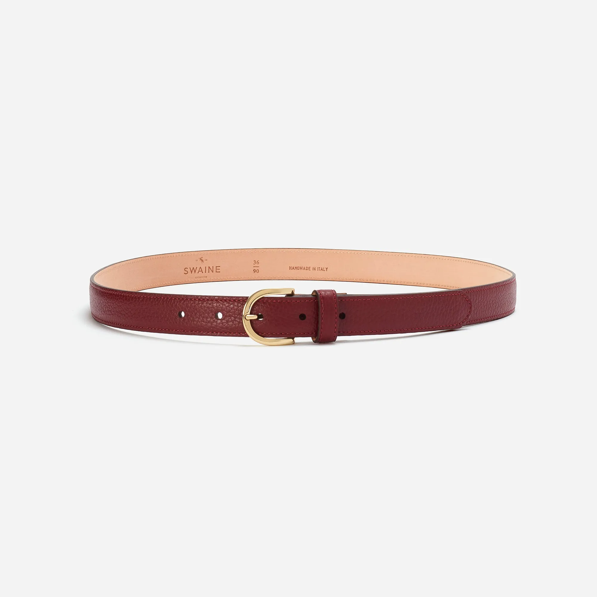 Women's Belt with Round Buckle - Burgundy