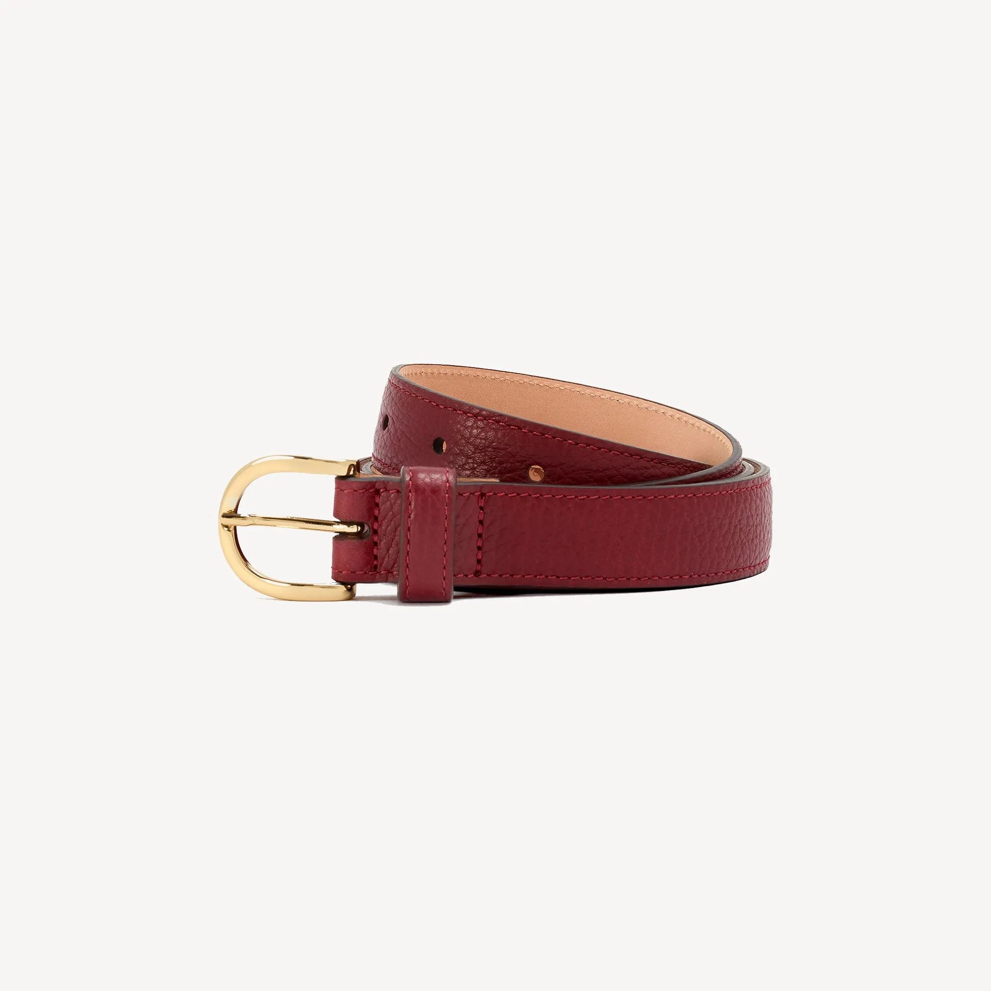 Women's Belt with Round Buckle - Burgundy